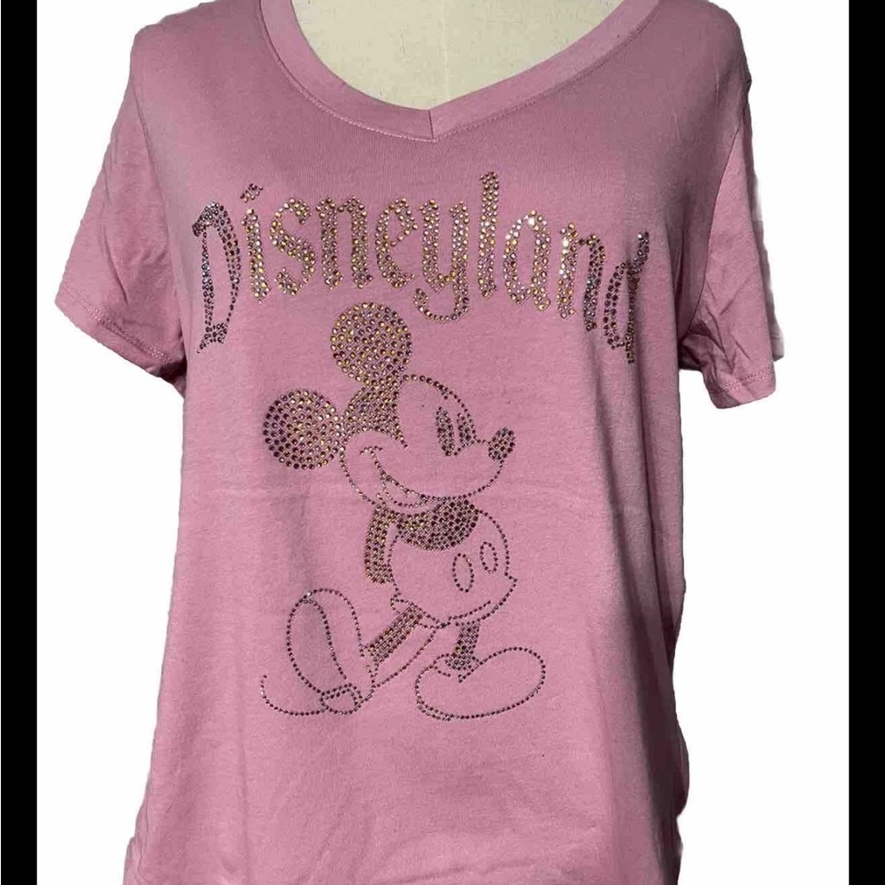 Disneyland Women’s small  Mickey Mouse Pink Gems Bling Short Sleeve T-Shirt